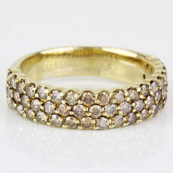 14K Yellow Gold Chocolate Diamond Wedding Band Anniversary Ring - Picture 1 of 7